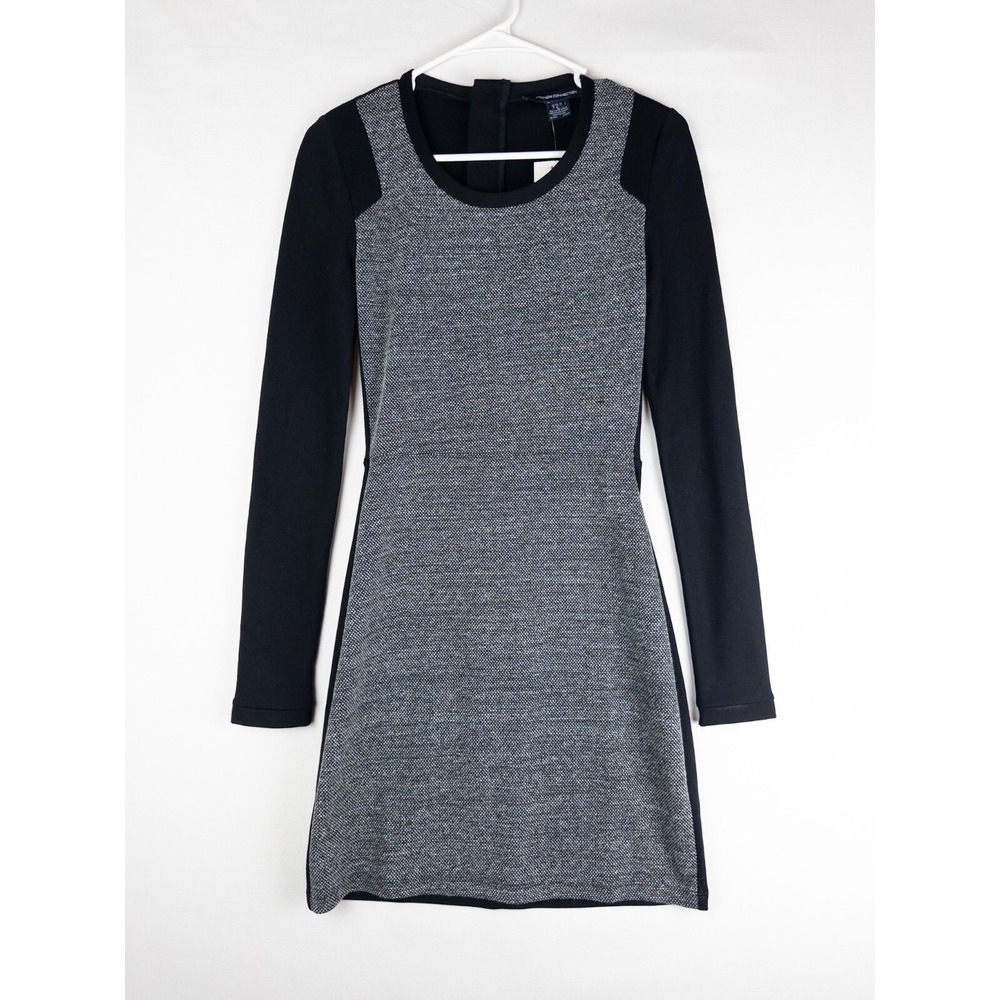 NWT $148 French Connection Olivia Texture Dress 4 Gray‎ Colorblock Knee Length